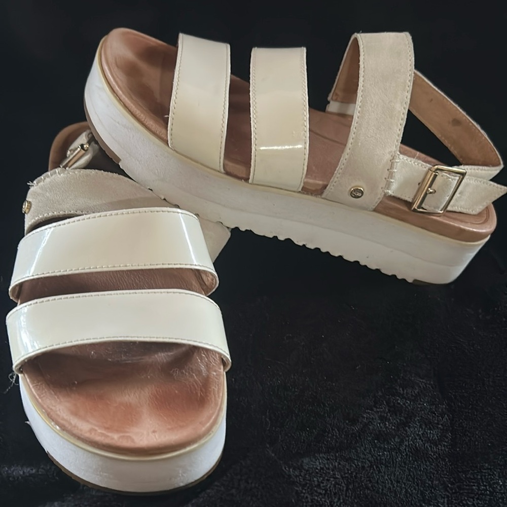 UGG Braelynn Leather Suede Platform Sandal Sz 8